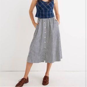 Madewell Palisade Button-Front Midi Skirt